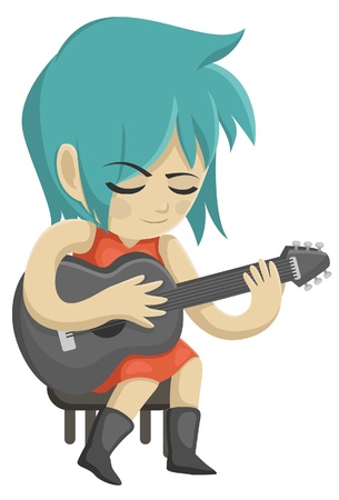 Playing Guitarのイラスト素材