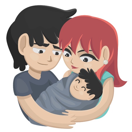 Couple with babyのイラスト素材