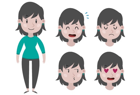 Girl and expressionsのイラスト素材