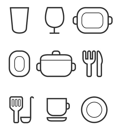 Set of vector icons, featuring kitchen objects のイラスト素材
