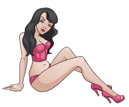 Sexy Lady  Vector illustration of a sexy cartoon woman, wearing a corselet and high heels のイラスト素材