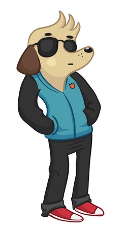 Party Dog illustration of a cartoon dog just standing and looking awesome のイラスト素材