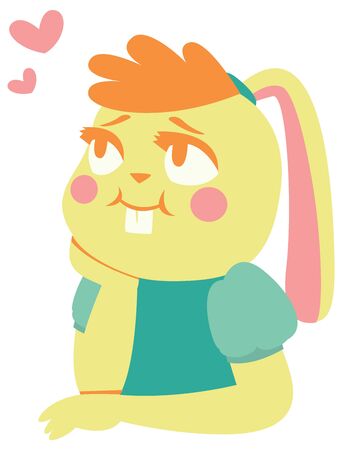 vector illustration of a cartoon bunny girl in love.のイラスト素材