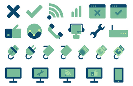 Vector set of illustrated icons related to internet.のイラスト素材