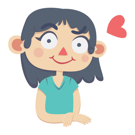 Vector illustration of a expressive cartoon girl.のイラスト素材
