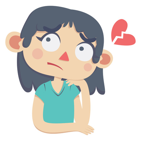 Vector illustration of a expressive cartoon girl.のイラスト素材
