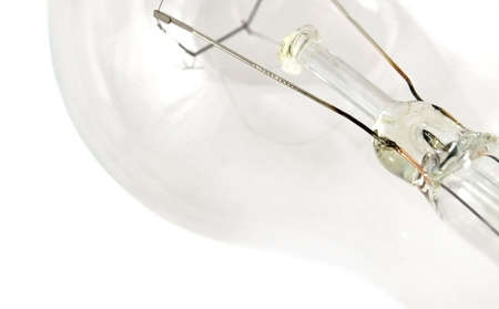 The lamp is photographed by close-up on a white background.の写真素材