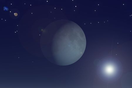The moon in the space, is executed in the 3d-editor