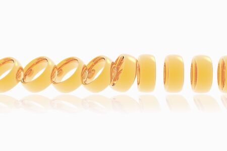 The falling wedding rings are executed in the 3D-editor