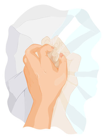 The  hand is rumpling the reflection in a mirrorのイラスト素材