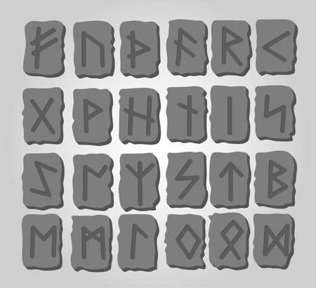 collection of the relief runes on a gray backgroundのイラスト素材