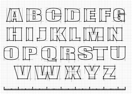 alphabet with guide linesのイラスト素材