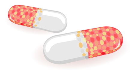 Two pills is isolated on a white backgroundのイラスト素材