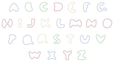 sewing colored alphabet on a white backgroundのイラスト素材