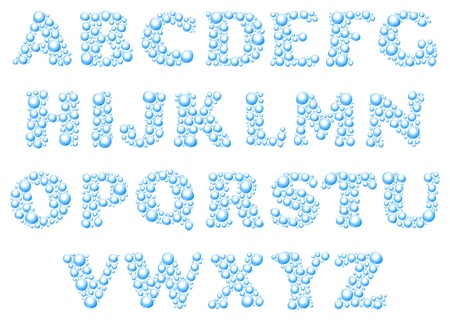water drops alphabet is isolated on a whitebackgroundのイラスト素材
