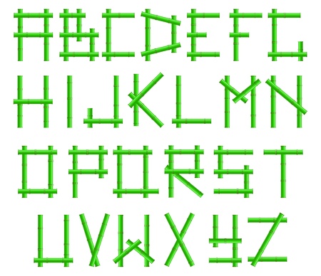 green bamboo alphabet in the frameのイラスト素材