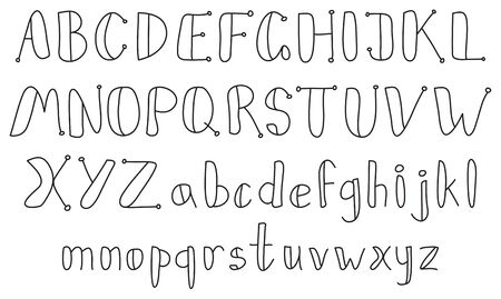 Vector vintage contour sketch alphabet on a white backgroundのイラスト素材