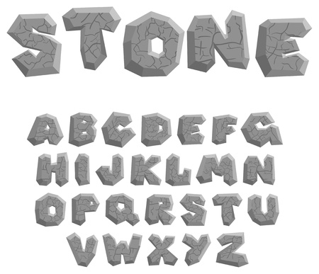Vector cracked stone alphabet on a white backgroundのイラスト素材