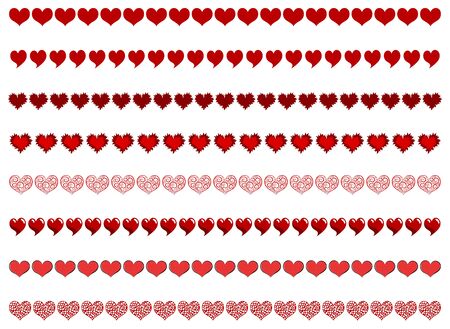 Vector different heart borders on a white backgroundのイラスト素材