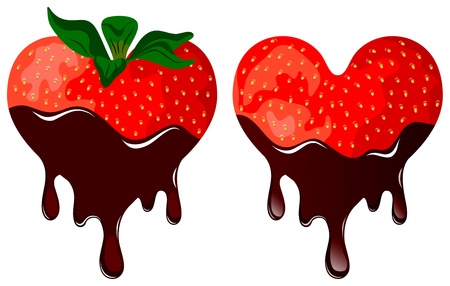 Vector strawberry in chocolate is isolated on a white backgroundのイラスト素材