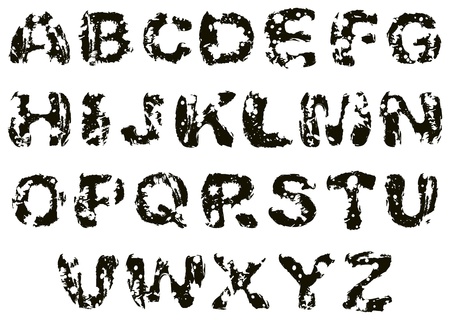 Vector black grunge alphabet on a white backgroundのイラスト素材