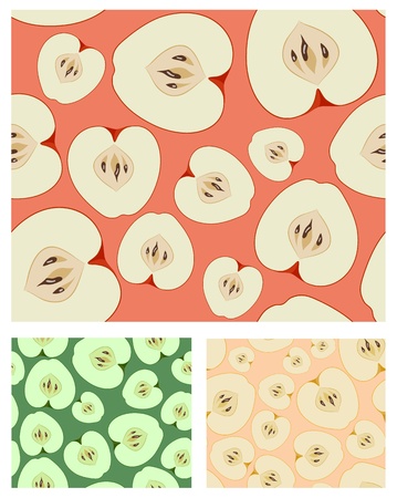 Vector red, green and yellow apple seamless background setのイラスト素材