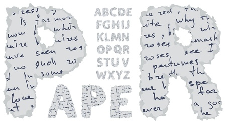 Vector paper alphabet on a white backgroundのイラスト素材