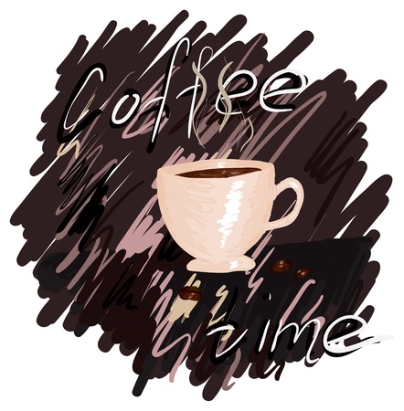 Vector beige coffee cup on a brown backgroundのイラスト素材