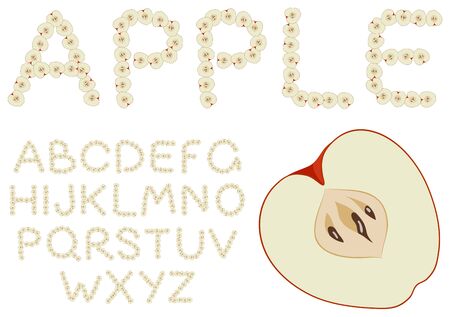 Vector red apple alphabet on a white backgroundのイラスト素材