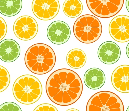 Vector lemon, lime and orange seamless backgroundのイラスト素材