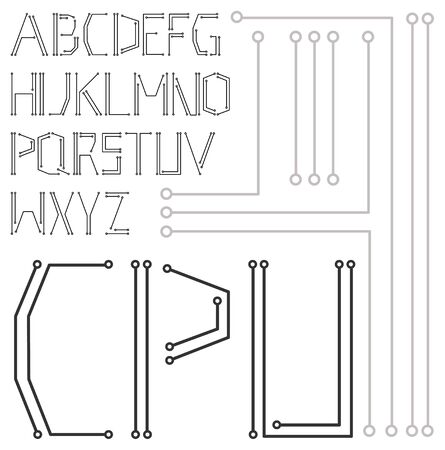 Vector black digital alphabet on a white backgroundのイラスト素材