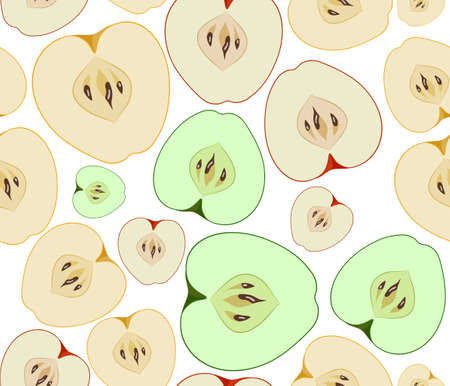 Vector red, green and yellow apple seamless backgroundのイラスト素材