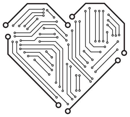 Vector motherboard in the shape of heartのイラスト素材
