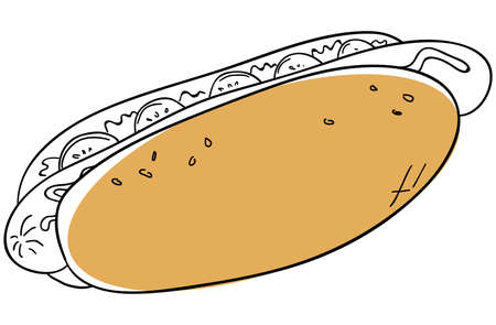  hot dog is isolated on a white backgroundのイラスト素材