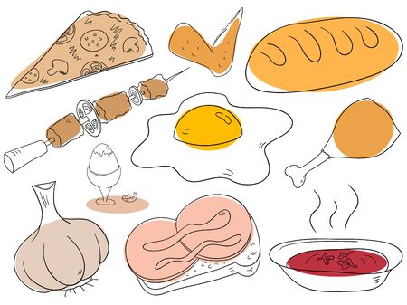 Food collection objects are isolated on a white backgroundのイラスト素材