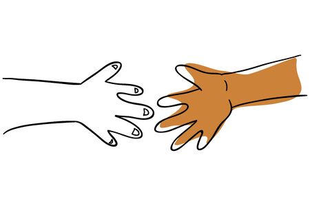 Vector white and brown hands is isolated on a white backgroundのイラスト素材