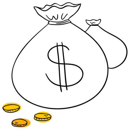Vector money bag is isolated on a white backgroundのイラスト素材