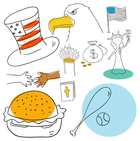 American objects are isolated on a white backgroundのイラスト素材