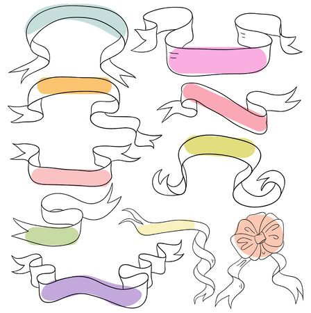 Ribbon collection are isolated on a white backgroundのイラスト素材