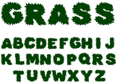 Vector green grass alphabet on a white backgroundのイラスト素材