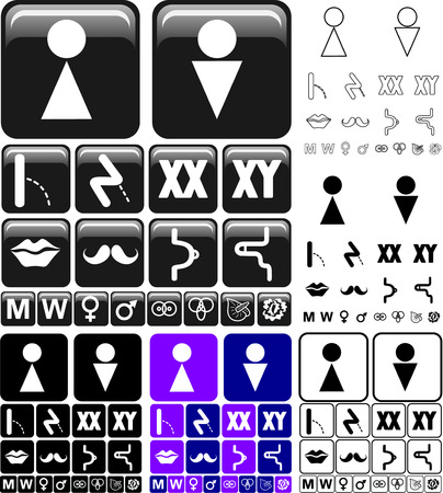Vector toilet icons collection on a whie backgroundのイラスト素材