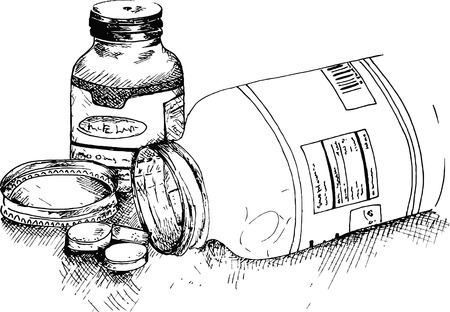 Bottles of pills on a white のイラスト素材