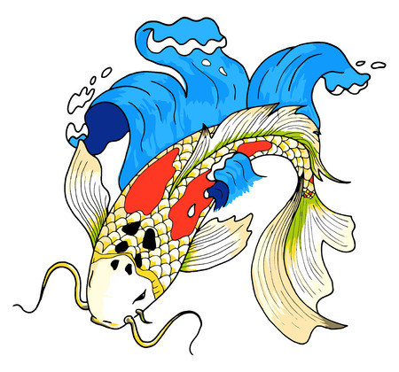 Vector colorfull asian style koi carp fishのイラスト素材