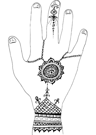 Vector indian black tracery on the handのイラスト素材