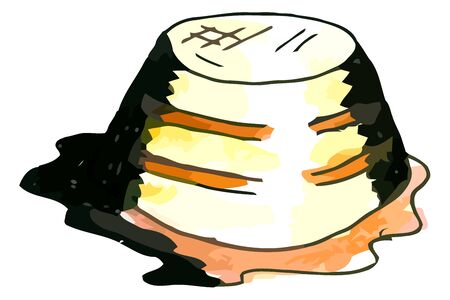 Vector watercolor pudding on a whie backgroundのイラスト素材
