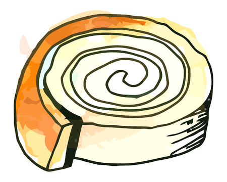 Vector watercolor sweet roll on a whie backgroundのイラスト素材