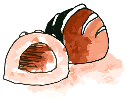 Vector watercolor chocolate candies on a whie backgroundのイラスト素材