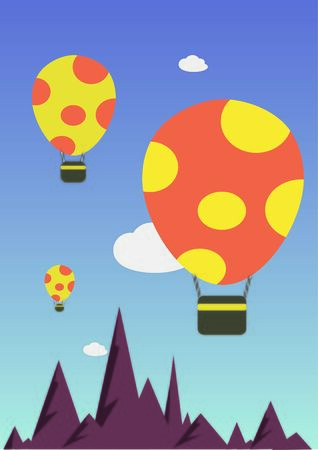 Hot air balloon flying on the sky backgroundのイラスト素材