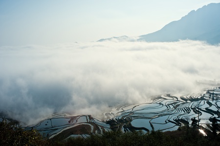 China Yunnan, Yuanyang terraced colorの写真素材