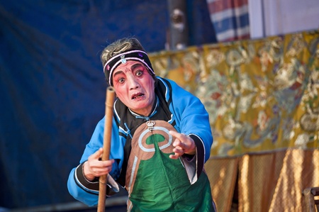 CHENGDU, CHINA-MARCH 12, 2011: Unnamed actor in the performance for the Sichuan opera on March 12, 2011, in Chengdu, China.  Sichuan opera is a Chinese folk tradition that originated in China around 1700.のeditorial素材